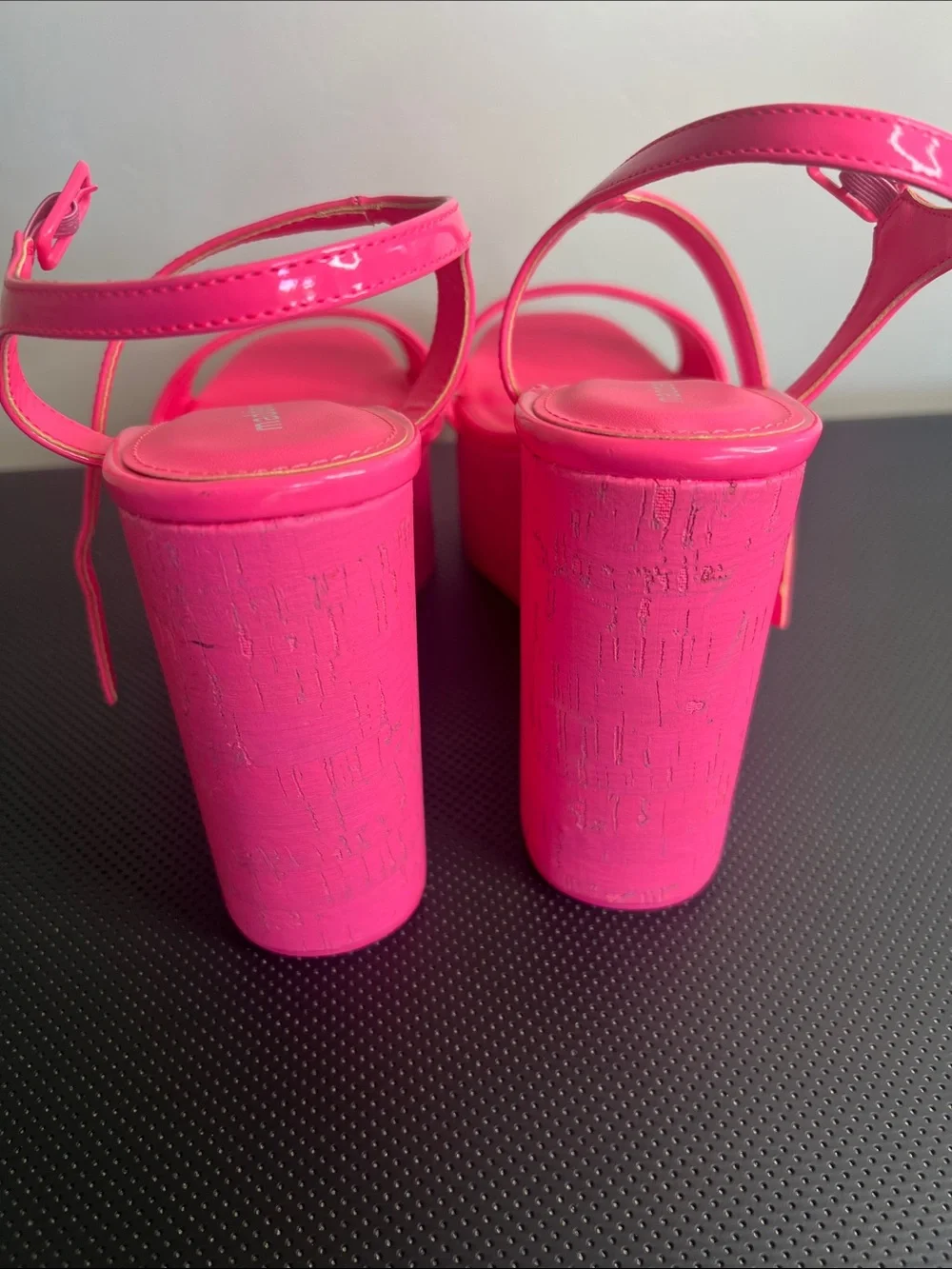 Madden Girl Neon Pink Patent Platform Sandals